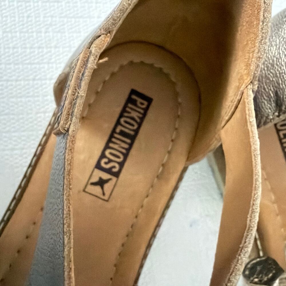 Pikolinos Sandals Womens Size 10 Alcudia Pewter Metallic Lace Up Comfort - Picture 3 of 12